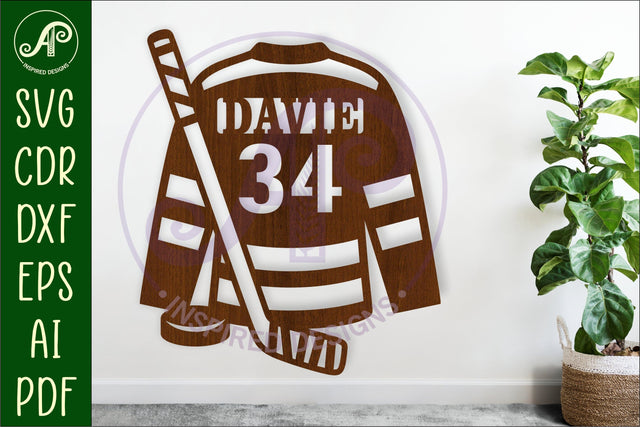 Ice hockey shirt name sign svg laser cut file SVG APInspireddesigns 