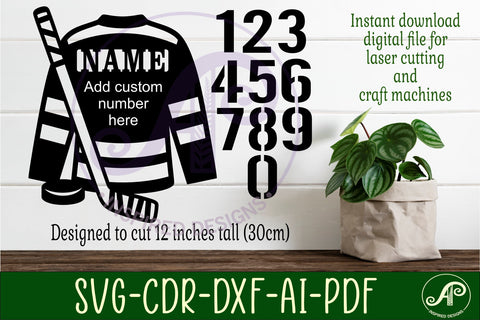 Ice hockey shirt name sign svg laser cut file SVG APInspireddesigns 