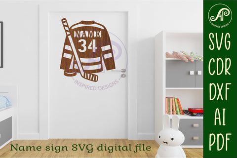 Ice hockey shirt name sign svg laser cut file SVG APInspireddesigns 