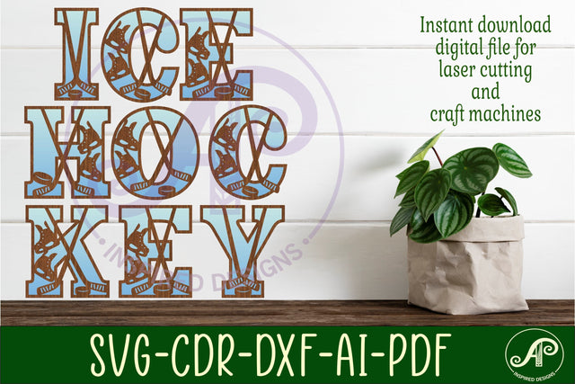 Ice Hockey stick and puck letters alphabet set. 26 layered SVG APInspireddesigns 