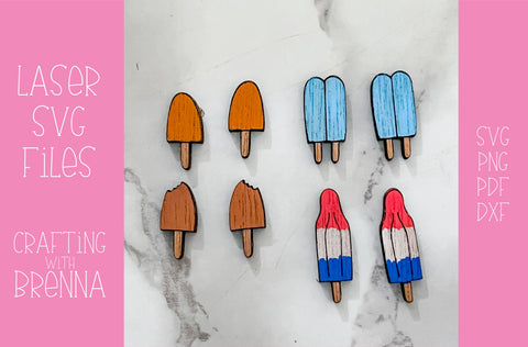 Ice Pop Stud Earrings Laser SVG File SVG Crafting With Brenna 