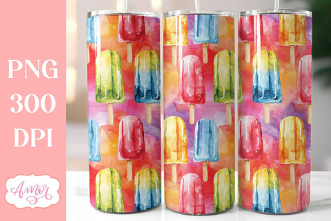 Ice popsicle tumbler wrap | Summer tumbler sublimation PNG Sublimation Amorclipart 