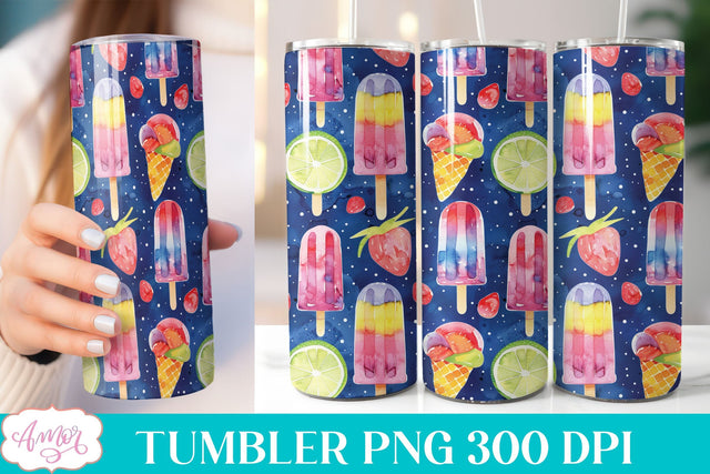 Ice popsicle tumbler wrap | Summer tumbler sublimation PNG Sublimation Amorclipart 