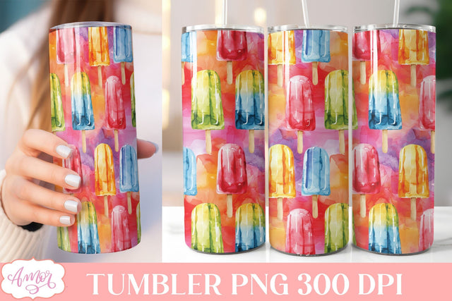 Ice popsicle tumbler wrap | Summer tumbler sublimation PNG Sublimation Amorclipart 
