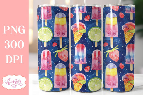 Ice popsicle tumbler wrap | Summer tumbler sublimation PNG Sublimation Amorclipart 