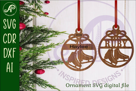 Ice skater Christmas Ornament SVG laser cut SVG APInspireddesigns 