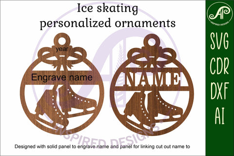 Ice skater Christmas Ornament SVG laser cut SVG APInspireddesigns 