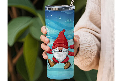 Ice Skating Gnomes 20oz Tumbler Wrap Sublimation DesignSVG 