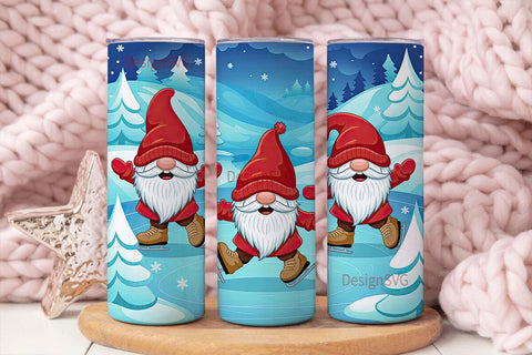 Ice Skating Gnomes 20oz Tumbler Wrap Sublimation DesignSVG 