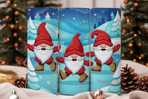 Ice Skating Gnomes 20oz Tumbler Wrap Sublimation DesignSVG 