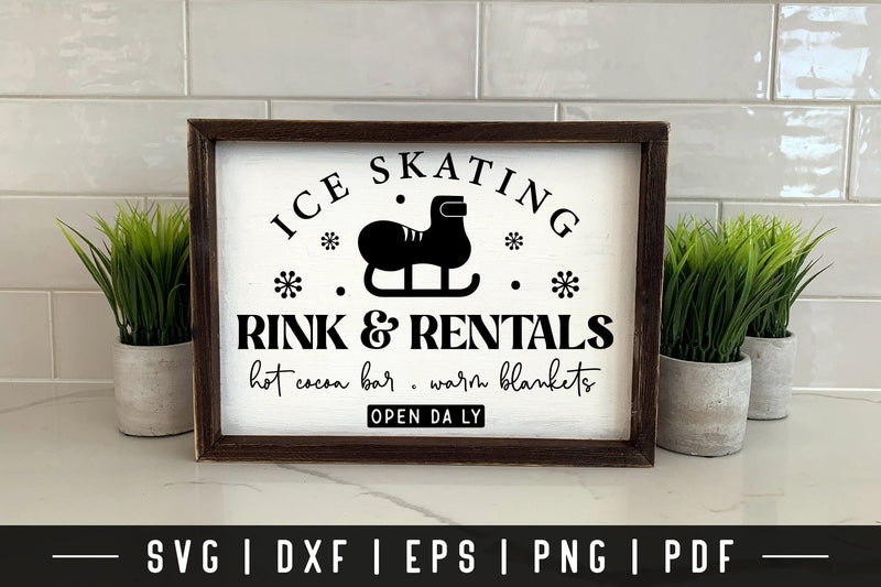 Ice Skating Rink & Rentals, Winter Farmhouse SVG - So Fontsy