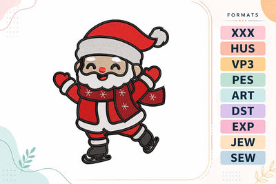 Ice Skating Santa Claus Christmas Embroidery Design Embroidery/Applique DESIGNS sg embroidery 