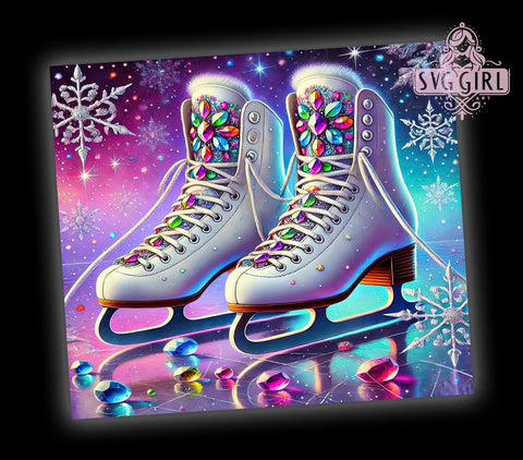 Ice Skating Shoes Winter Sports Tumbler, Skating Shoes Drinkware, 20oz Sublimation Wrap, Winter Sports Cup, Figure Skating Gift, Ice Rink Decor, Sports Lover Tumbler Sublimation SvggirlplusArt 