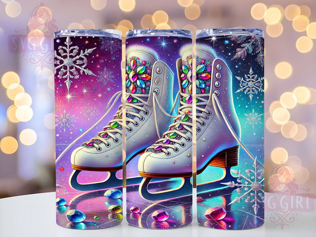 Ice Skating Shoes Winter Sports Tumbler, Skating Shoes Drinkware, 20oz Sublimation Wrap, Winter Sports Cup, Figure Skating Gift, Ice Rink Decor, Sports Lover Tumbler Sublimation SvggirlplusArt 