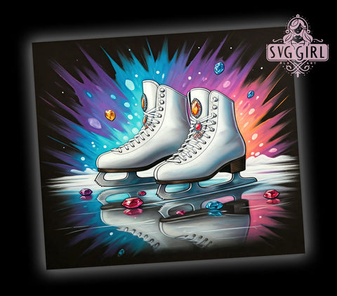 Ice Skating Shoes Winter Sports Tumbler, Skating Shoes Drinkware, 20oz Sublimation Wrap, Winter Sports Cup, Figure Skating Gift, Ice Rink Decor, Sports Lover Tumbler Sublimation SvggirlplusArt 