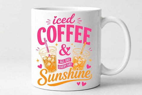 Iced Coffee and Sunshine PNG | Coffee Lover Sublimation Design SVG BillahCrafts 