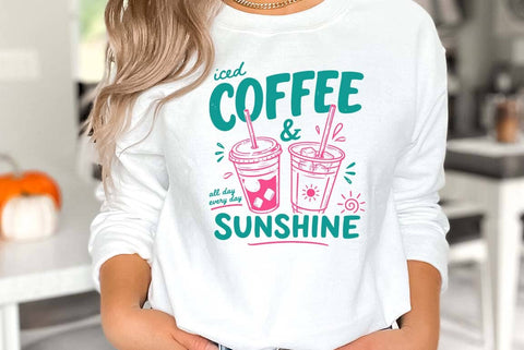 Iced Coffee and Sunshine Shirt, Iced Coffee Shirt, Coffee Lover Gift, Summer Graphic Tee, Summer Vibes Shirt, Coffee TShirt, Comfort Colors SVG FiveStarCrafting 