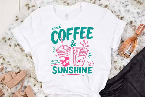 Iced Coffee and Sunshine Shirt, Iced Coffee Shirt, Coffee Lover Gift, Summer Graphic Tee, Summer Vibes Shirt, Coffee TShirt, Comfort Colors SVG FiveStarCrafting 