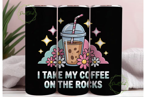 Iced Coffee on the Rocks 20oz Tumbler Sublimation PixelChick 