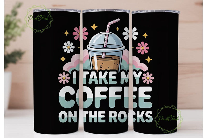 Iced Coffee on the Rocks 20oz Tumbler Sublimation PixelChick 