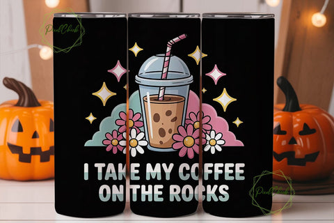 Iced Coffee on the Rocks 20oz Tumbler Sublimation PixelChick 
