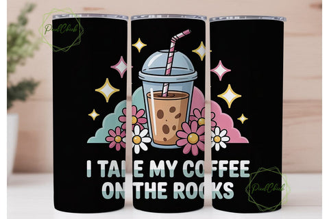 Iced Coffee on the Rocks 20oz Tumbler Sublimation PixelChick 