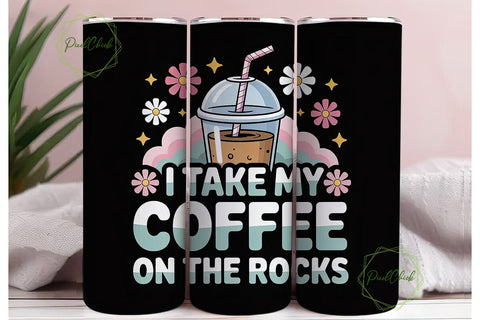 Iced Coffee on the Rocks 20oz Tumbler Sublimation PixelChick 