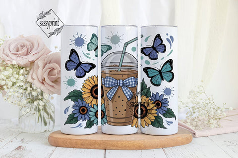 Iced Coffee & Sunflowers 20oz Tumbler Sublimation sassyprint 