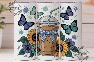 Iced Coffee & Sunflowers 20oz Tumbler Sublimation sassyprint 
