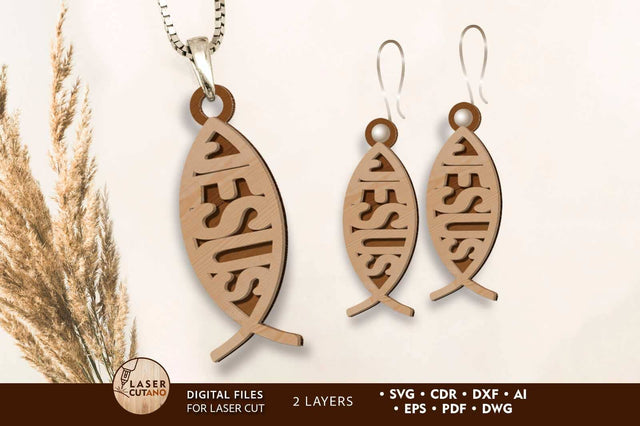 ICHTHYS Multilayer Template, Crafting Jewelry, Laser Cut File SVG LaserCutano 