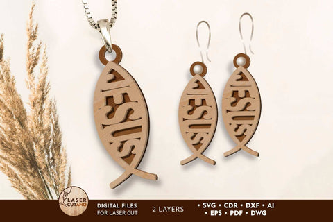 ICHTHYS Multilayer Template, Crafting Jewelry, Laser Cut File SVG LaserCutano 