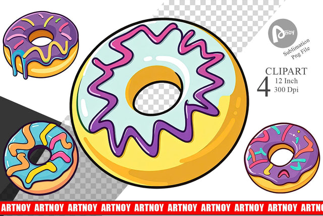 Icing Drizzled Donut Clipart Sublimation artnoy 