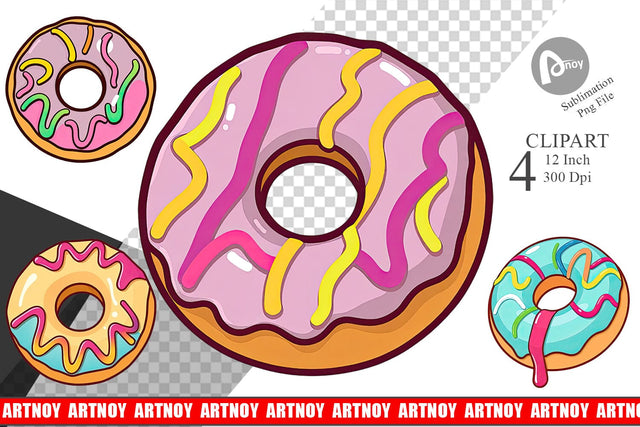 Icing Drizzled Donut Clipart Sublimation artnoy 