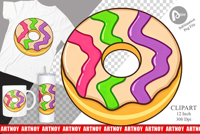 Icing Drizzled Donut Clipart Sublimation artnoy 