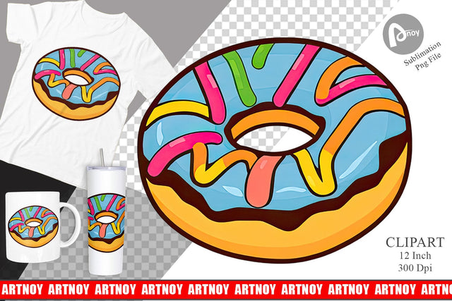 Icing Drizzled Donut Clipart Sublimation artnoy 