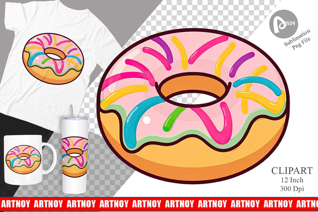 Icing Drizzled Donut Clipart Sublimation artnoy 