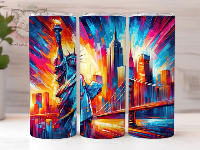 Iconic America Pop Art Tumbler, Popart USA Tumbler Wrap, 4th Of July Sublimation, Patriotic Tumbler Design, Statue Of Liberty Tumbler, USA Travel Tumbler Wrap, Red White Blue Pop Art Sublimation Lara' s Designs 