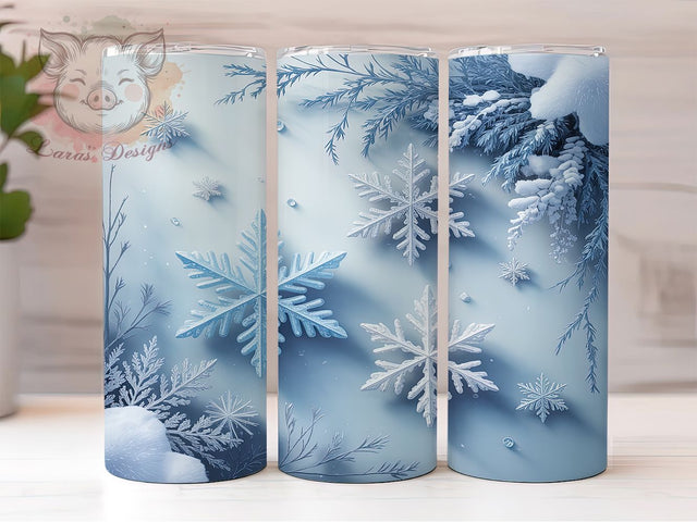 Icy Blue Winter Snowflake Tumbler, Icy Blue Ombre Sublimation Design, Festive Snowflake Art, 20oz Holiday Tumbler, Whimsical Winter Mug, Stylish Blue Cup, Cozy Snowflake Wrap Sublimation Lara' s Designs 