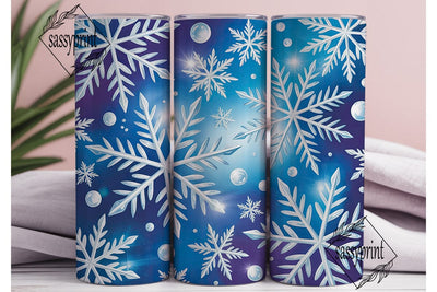 Icy Blue Winter Snowflakes Tumbler Wrap Sublimation sassyprint 