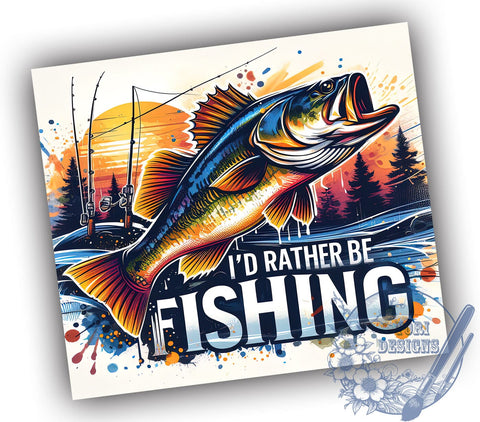 I'd Rather Be Fishing Bass 20oz Skinny Tumbler, Fishing Tumbler Png, Straight & Tapered Tumbler Wrap, Instant Digital Download Sublimation ToriDesigns 
