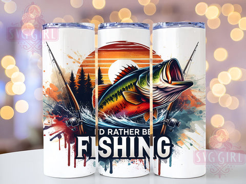 I'd Rather Be Fishing Bass 20oz Tumbler Wrap Sublimation Design, Straight Tapered Tumbler Wrap, Fishing Tumbler Png, Instant Digital Download Sublimation SvggirlplusArt 