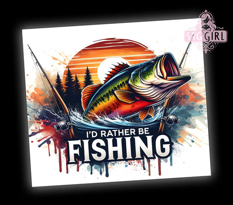 I'd Rather Be Fishing Bass 20oz Tumbler Wrap Sublimation Design, Straight Tapered Tumbler Wrap, Fishing Tumbler Png, Instant Digital Download Sublimation SvggirlplusArt 