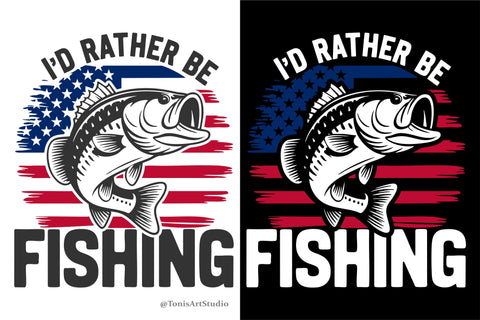 I'd Rather Be Fishing SVG | Bass Fish Flag Design SVG TonisArtStudio 