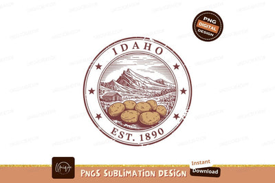 Idaho mountains potatoes rustic emblem image Sublimation Designangry 