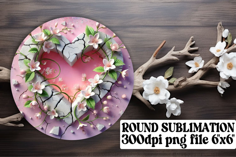 ideal for keychains! , Sublimation-friendly round PNG files, 3D Heart Sublimation afrosvg 