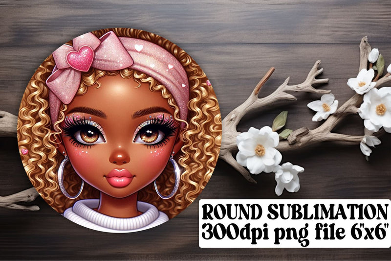 ideal for keychains! , Sublimation-friendly round PNG files, Love Girl Sublimation afrosvg 