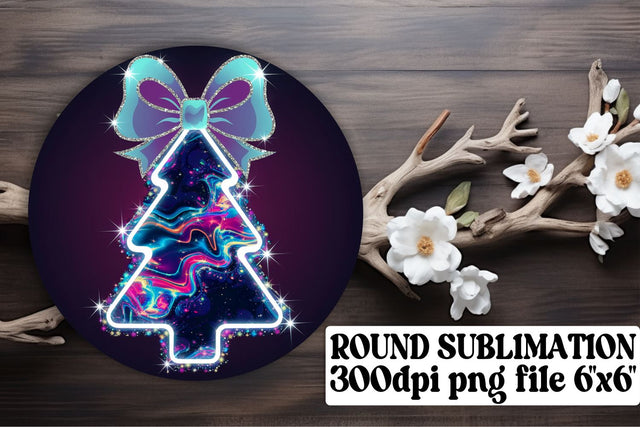 ideal for keychains! , Sublimation-friendly round PNG files, Neon Xmas Sublimation afrosvg 