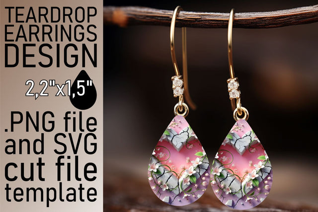 ideal for sublimation! , Beautiful teardrop earrings artwork, 3D Heart Sublimation afrosvg 