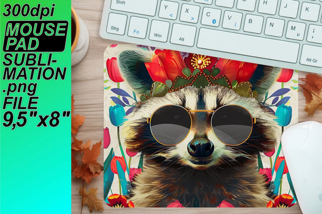 ideal for sublimation designs! , Vibrant mouse desk mat, Raccon Sublimation HoodArtCraft 
