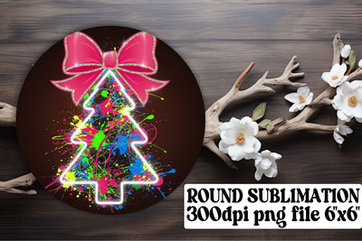 ideal for sublimation keychain designs! , Unique circle PNG files, Neon Xmas Sublimation afrosvg 